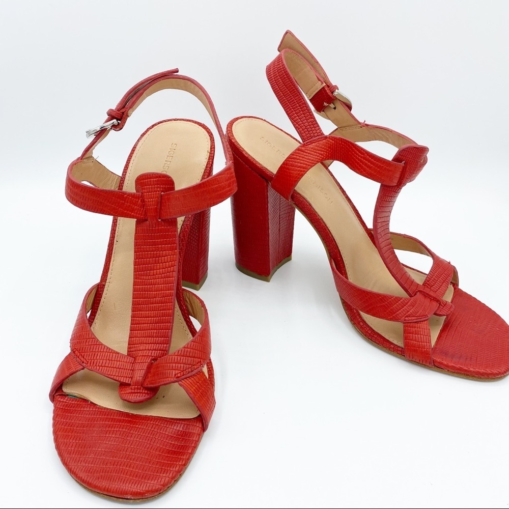 Sigerson Morrison Corallo Talum Red Sandals - Picture 2 of 7